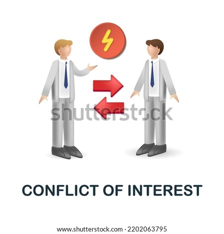 Conflict Of Interest icon. 3d illustration from business plan collection. Creative Conflict Of Interest 3d icon for web design, templates, infographics and more