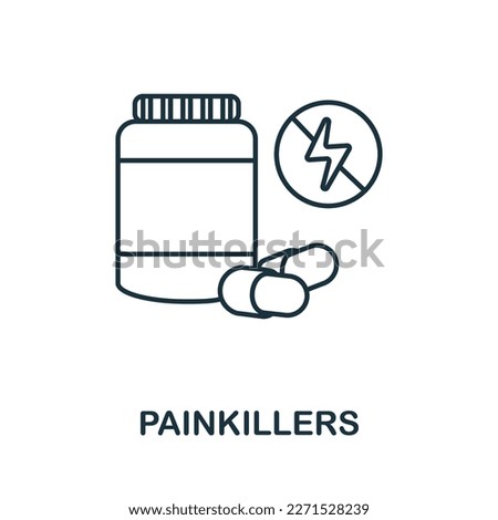 Painkillers line icon. Outline element sign from body ache collection. Painkillers icon sign for web design, infographics and more.