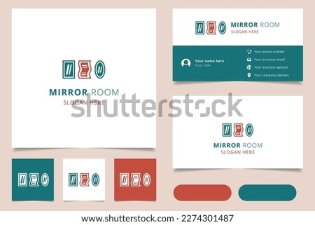 Mirror room logo design with editable slogan. Branding book and business card template.