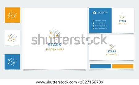 Stars logo design with editable slogan. Branding book and business card template.