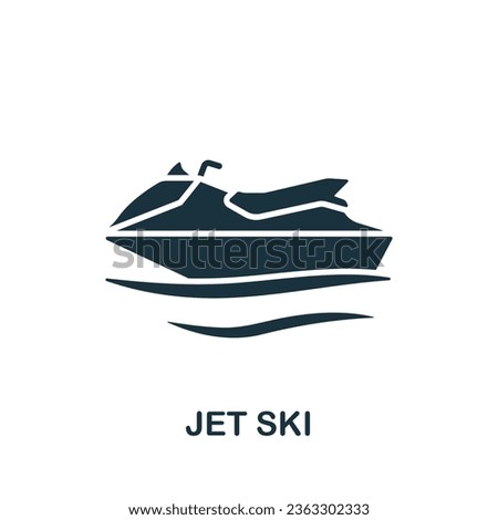 Jet ski icon. Monochrome simple sign from transportation collection. Jet ski icon for logo, templates, web design and infographics.