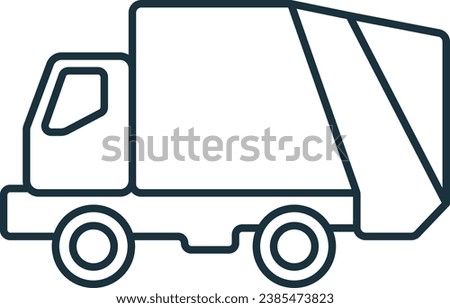 Garbage truck outline icon. Monochrome simple sign from transportation collection. Garbage truck icon for logo, templates, web design and infographics.