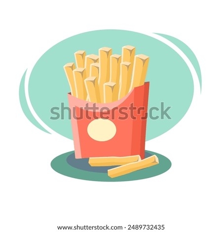 French fries overflowing from cardboard container, fast food concept