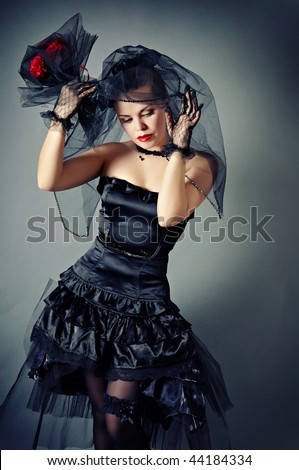 black widow with a veil