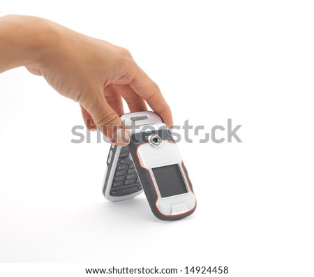 Female hand and cell phone