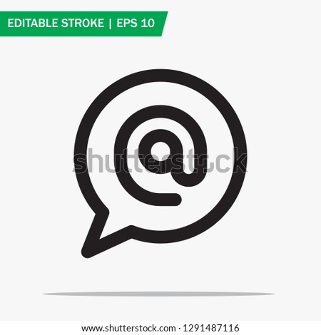 Mention icon in trendy outline style isolated on grey background. Mention symbol for website design, logo, user interface. Editable stroke. Vector illustration. Eps10.