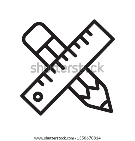 Pencil and ruler icon in trendy outline style design. Vector graphic illustration. Pencil and ruler icon for website design, app, logo, and ui. Vector file. EPS 10.