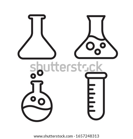 Flask erlenmeyer icon set. Vector graphic illustration. Suitable for website design, logo, app, template, and ui. EPS 10.