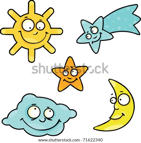 Children'S Collection Of Celestial Bodies Stock Vector Illustration ...