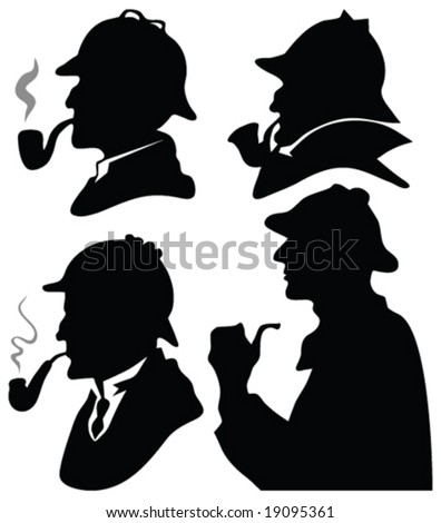 detective silhouettes - vector