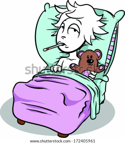 Sick Cartoon Character In Bed Stock Vector Illustration 172405961 ...