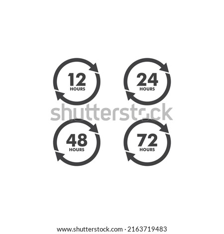 sign of 12, 24, 48 and 72 clock arrow hours logo vector icon illustration design 