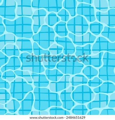 Vector of swimming pool surface background with clear water and pool tiles in blue color, light ripple texture at the top. For artwork design about swimming pool, water and summer.