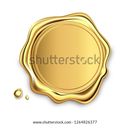 Gold stamp wax seal approval vector sealing retro label set. Quality garantee label. Elite.