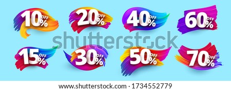 Percentage discount. Sale. Color, brush, smear oil. Isolated Elements. Vector illustration