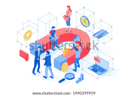 Attracting clients, buyers, apprentices, contractors, employees, workers. Magnet, people, marketing. Business. Customer strategy. 3d isometric vector illustration