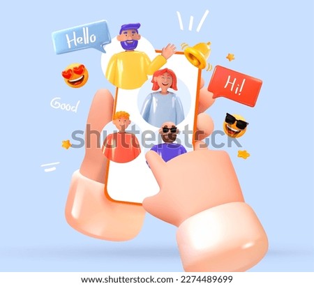 Selecting or searching for people in the service on the mobile screen. Correspondence or chat. Vector illustration