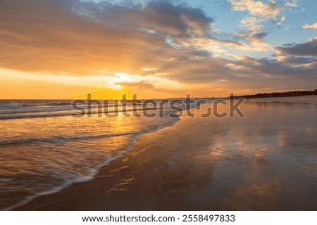 Similar – Image, Stock Photo deserted sandy beach with surveillance tower