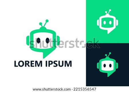 Robot chat logo template design vector