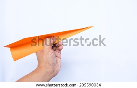 playing a orange paper plane
