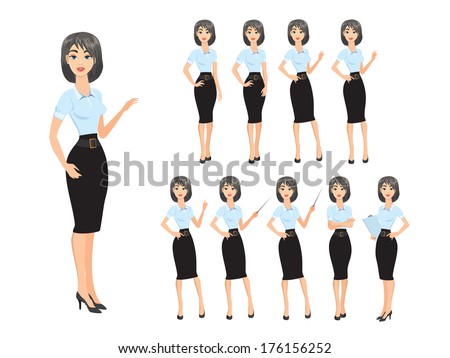 Woman Standing Smiling Cartoon clip art Free Vector / 4Vector