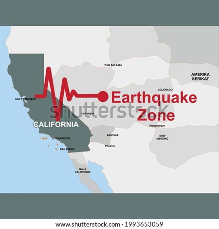 California Earthquake Concept, Earthquake Zone Vector Illustration