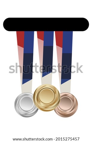 Vector illustration of gold, silver, bronze medals. Isolated on a white background