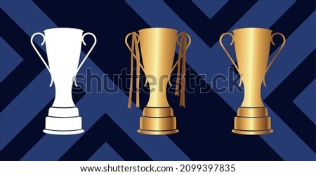 Gradient luxury trophy set vector Image of trophies for success, victory, apps, icons, infographics, logotype designs. dark blue pattern isolated