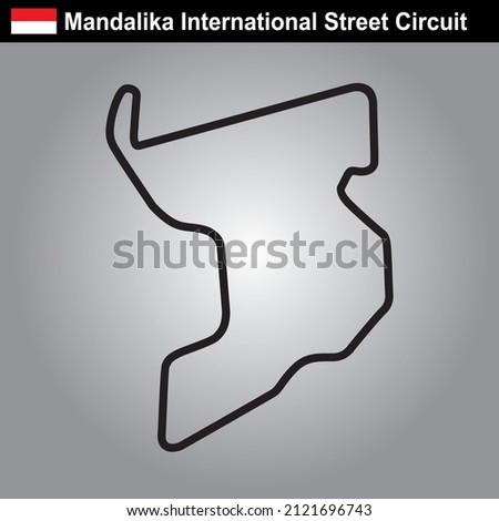 Pertamina Mandalika International Road Circuit. Mandalika Circuit Vector. black line design.