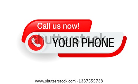 Call us button  - template for phone number in website header  - conspicuous sticker with phone headset pictogram