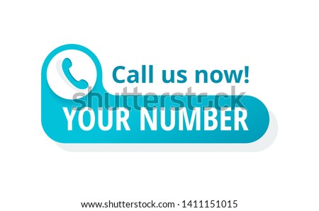 Call us button  - template for phone number place in website header  - conspicuous sticker with phone headset pictogram