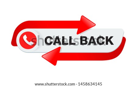 Call back button  - web site header template for callback service r  - conspicuous element with phone headset pictogram and both ways arrow 