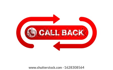 Call back web button  - website header template for callback service   - conspicuous element with phone headset pictogram and both ways arrow 