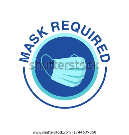 Mask required warning prevention sign - virus protection face mask in circular frame - isolated vector stamp