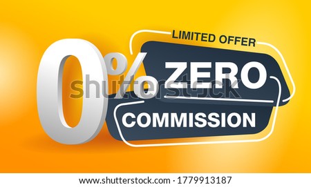 0 zero commission special offer banner template in yellow an dark gray colors - vector promo limited offers flyer