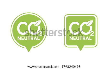 CO2 neutral green stamp (net zero carbon footprint) - carbon emissions free (no air atmosphere pollution) industrial production eco-friendly isolated sign in creative decoration