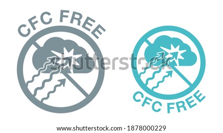 CFC free sign - Chlorofluorocarbons also known as freon, inhaler or other aerosol component that makes destructive effects on the ozone layer - isolated icon for products packaging