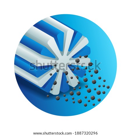 Microfiber action 3D icon - microfibre structure emblem showing the dust absorbing properties of synthetic fiber - isolated vector sign Imagine de stoc © 