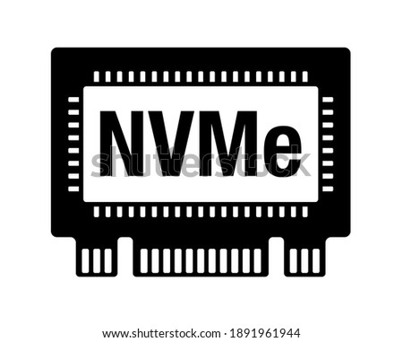 NVM Express, NVMe SSD device flat icon - non-volatile storage media attached via PCI Express bus. Vector illustration