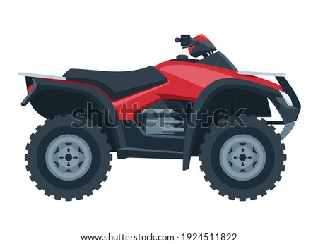 Quad bike isolated in side view. Four-wheeled motorcycle in flat style - isolated icon transportation. Vector illustration