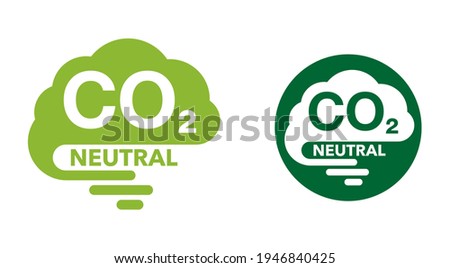 CO2 neutral emblem with cloud, net zero carbon footprint - carbon emissions free no air atmosphere pollution industrial production eco-friendly isolated sign in creative decoration