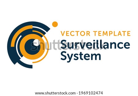 Surveillance system or Spy video recording equipment logo template - ey of beholder with water rings around - modern vector icon flat emblem