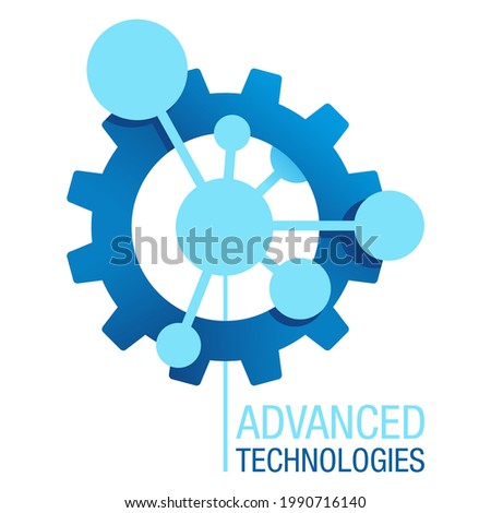 Advanced technologies logo template. Engineering Industry Production Manufacturing in creative futuristic gearbox form - vector corporative element. Vector icon