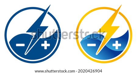 Electrolyte Drink icon for mineral water or other beverages - electric ions in water. Vector illustration in gradient and flat decoration