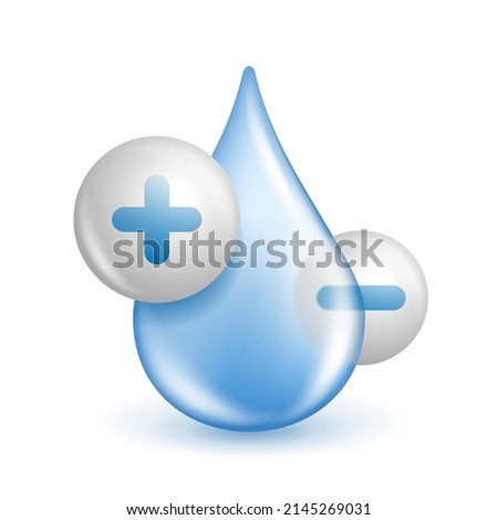 Electrolyte Drink 3D icon for mineral water or other beverages - electric ions in water drop