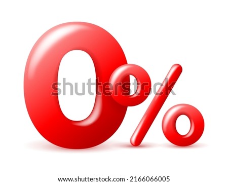 0 percent pictogram - zero commission and interest free. 3D symbol on white background