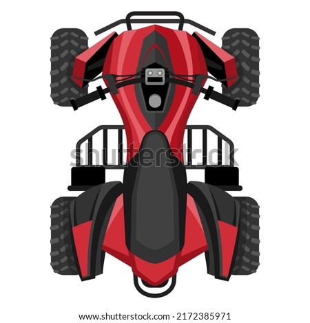 Quad bike isolated in top view. Four-wheeled motorcycle in flat style - isolated icon transportation. Vector illustration