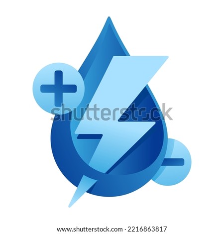 Electrolyte Drink blue gradient icon for mineral water or other beverages - electric ions in water drop