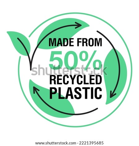 Made from 50 percent recycled plastic - badge for Eco-friendly compostable sustainable material production