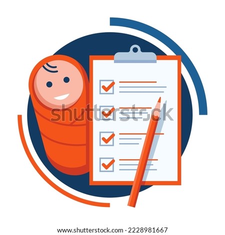 Special Children Program icon - little baby with checklist and pencil 